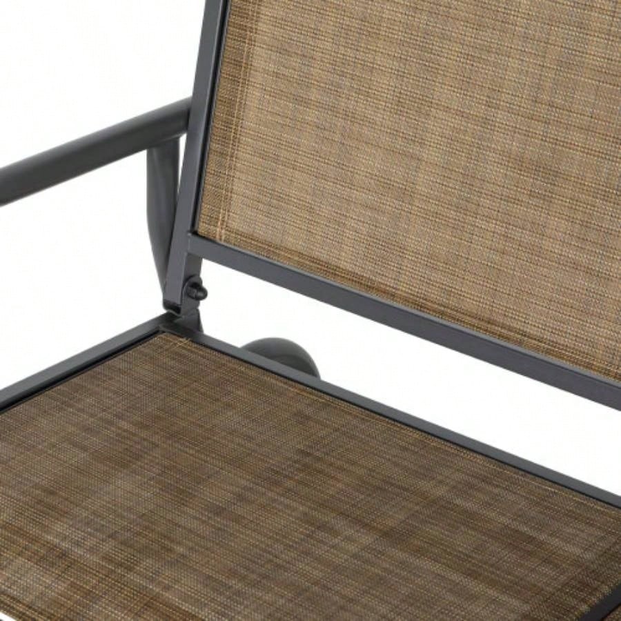 Outsunny 2 - Person Outdoor Glider, Patio Double Swing Rocking Chair Loveseat/Powder Coated Steel Frame Backyard Garden Porch, Light Mixed Brown