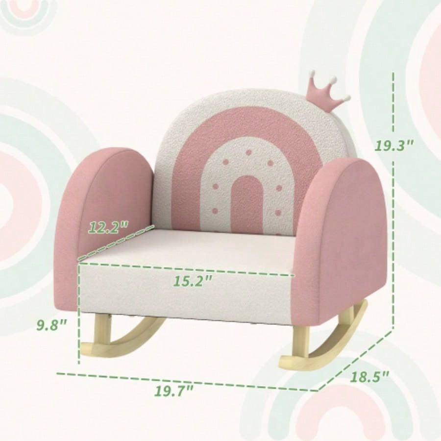 Qaba Kids Rocking Chair, Princess Crown Toddler Chair, Childrens Armchair Rocker with Backrest Bedroom, Playroom, Pink
