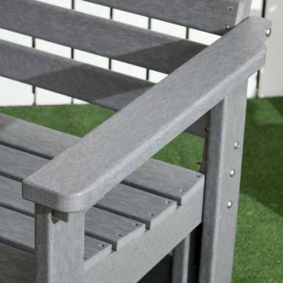 Outsunny 2 - Person Outdoor Glider Patio Double Swing Rocking Chair Loveseat/ Slatted HDPE Frame Backyard Garden Porch, Light Gray