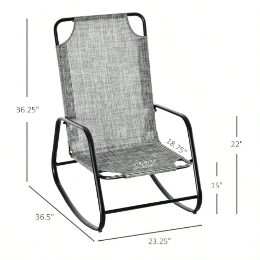 Outsunny Garden Rocking Chair, Outdoor Indoor Sling Fabric Rocker Patio, Balcony, Porch,