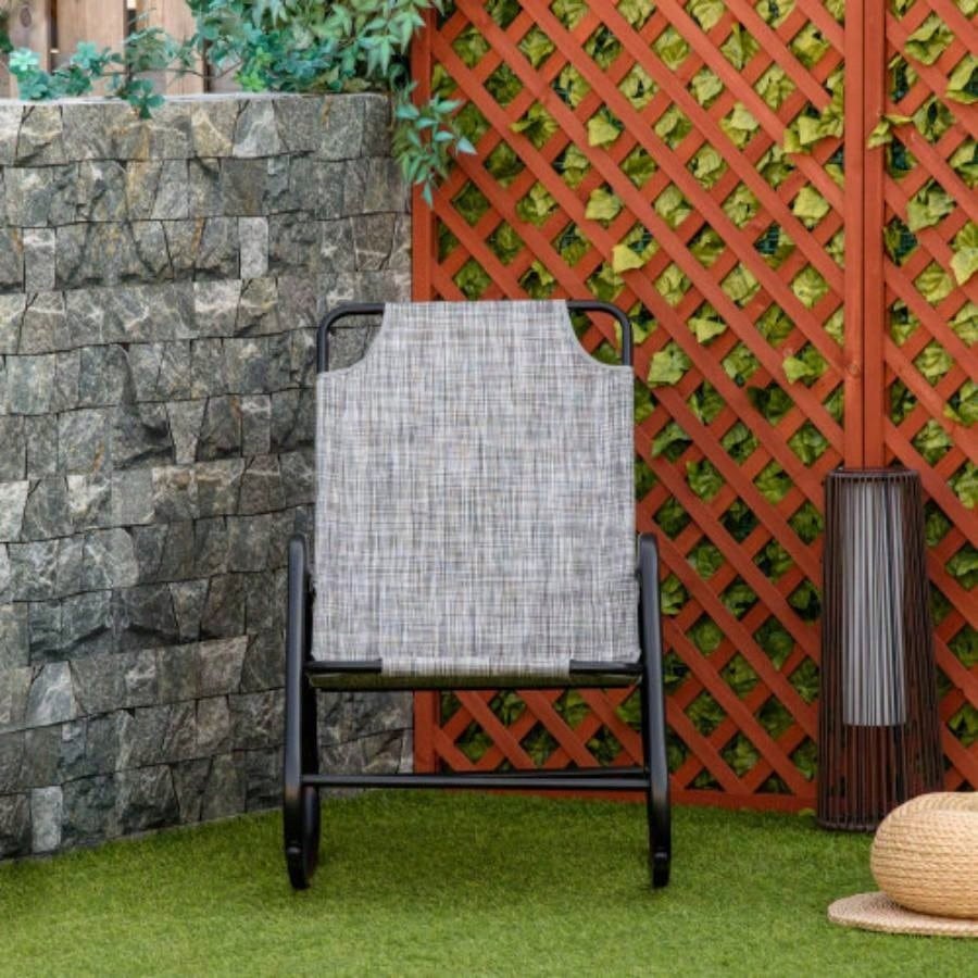 Outsunny Garden Rocking Chair, Outdoor Indoor Sling Fabric Rocker Patio, Balcony, Porch,
