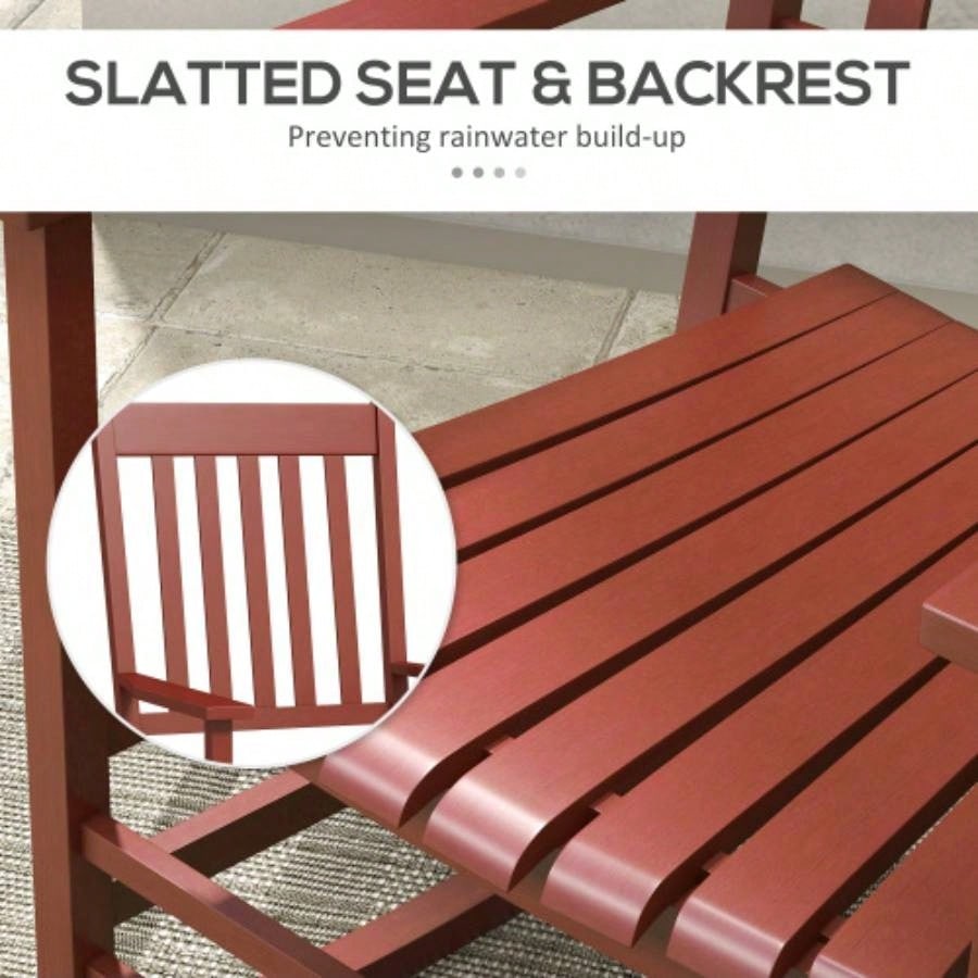 Outsunny Outdoor Rocking Chair Set of 2, Patio Wooden Rocking Chair with Smooth Armrests, High Back Garden, Balcony, Porch, Supports Up to 352 lbs. Wine Red