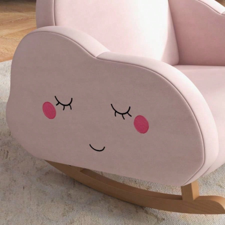 Qaba Kids Rocking Chair, Cloud Shaped Children Rocker Armchair Nursery Playroom Preschool, with Solid Wood, Anti - Tipping Design, 1.5 - 5 Years, Pink