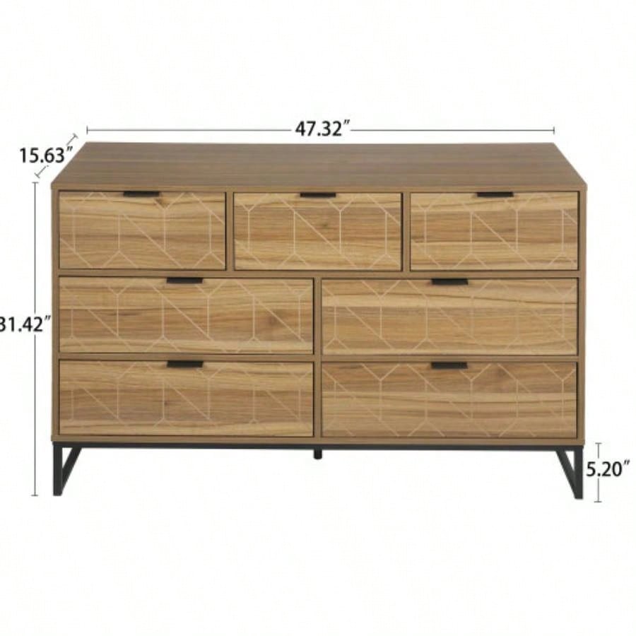 Modern Drawer Dresser Wood Cabinet Walnut