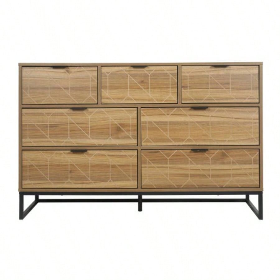 Modern Drawer Dresser Wood Cabinet Walnut