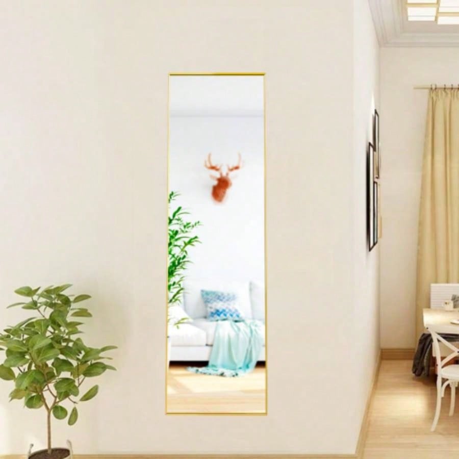 Tempered mirror 59x 16 Tall Full Length Mirror with Stand, Gold Wall Mounting Full Body Mirror, Metal Frame Full - Length Mirror Living Room, Bedroom