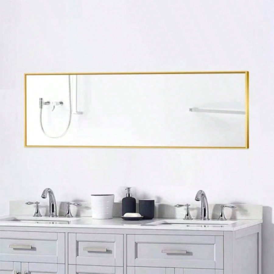 Tempered mirror 59x 16 Tall Full Length Mirror with Stand, Gold Wall Mounting Full Body Mirror, Metal Frame Full - Length Mirror Living Room, Bedroom