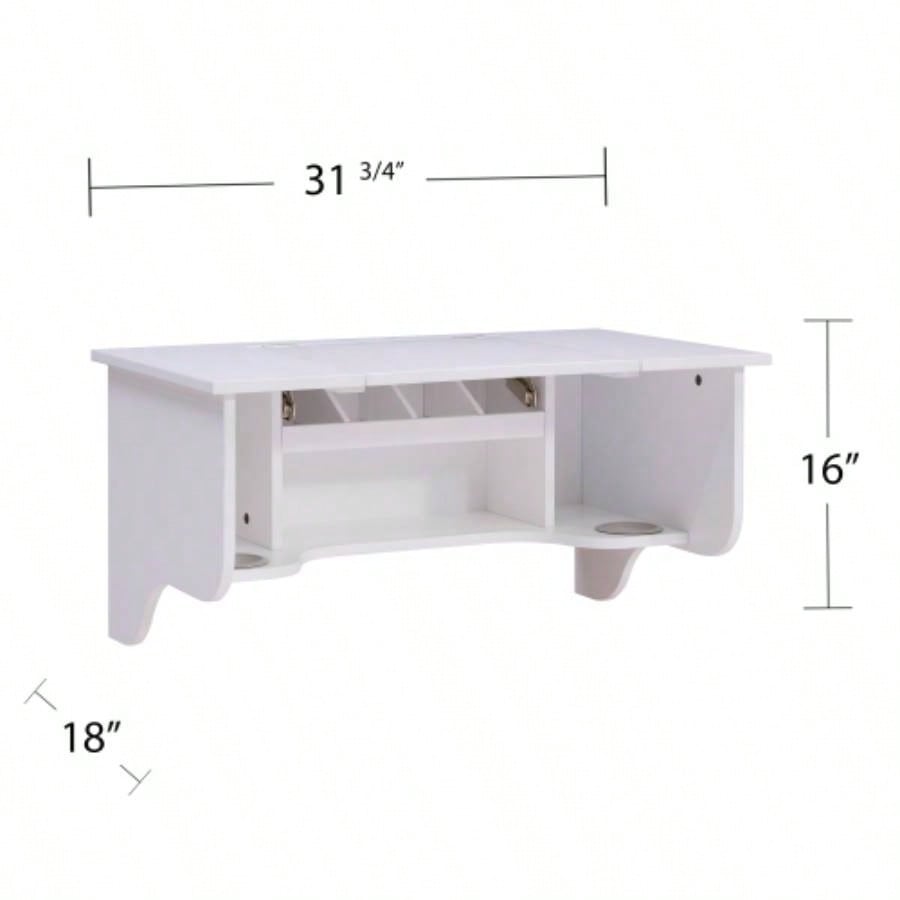 Wall Mount Ledge/ Vanity Mirror - Transitional Style - White