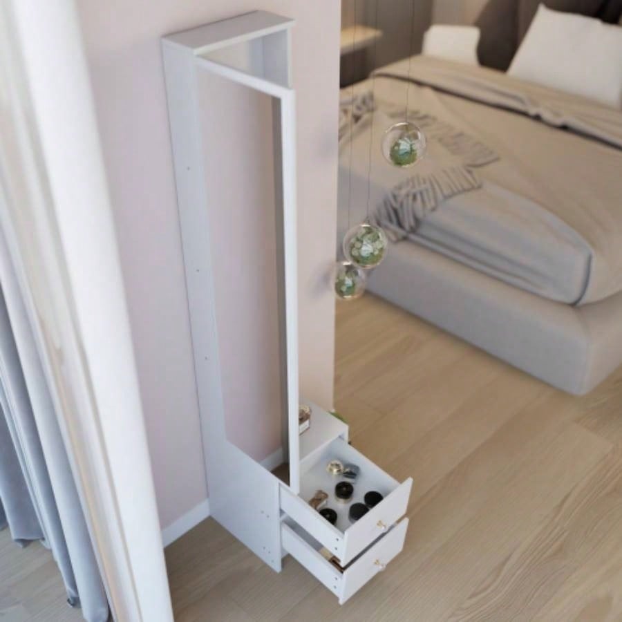 Length 11.8x Width 15. Height 63 Simple Stylish Dressing Mirror Cabinet, Full Body Mirror Cabinet, Large Mirror, Multi Layer High Capacity Storage, Use Alone or In Conjunction With Vanity