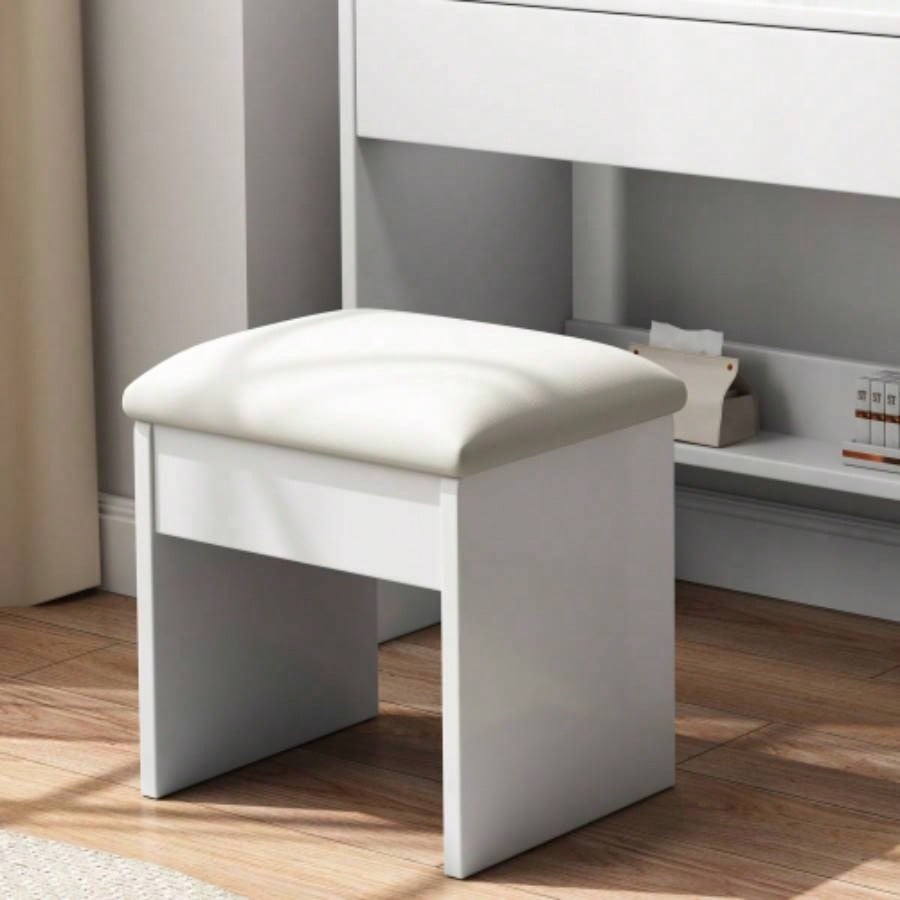 Fashion Vanity Desk with Mirror and Lights Makeup with hair dryer holder and Chair, Vanity Mirror with Lights and Table Set with 3 Color Lighting Brightness Adjustable, 3 Drawers, White Color