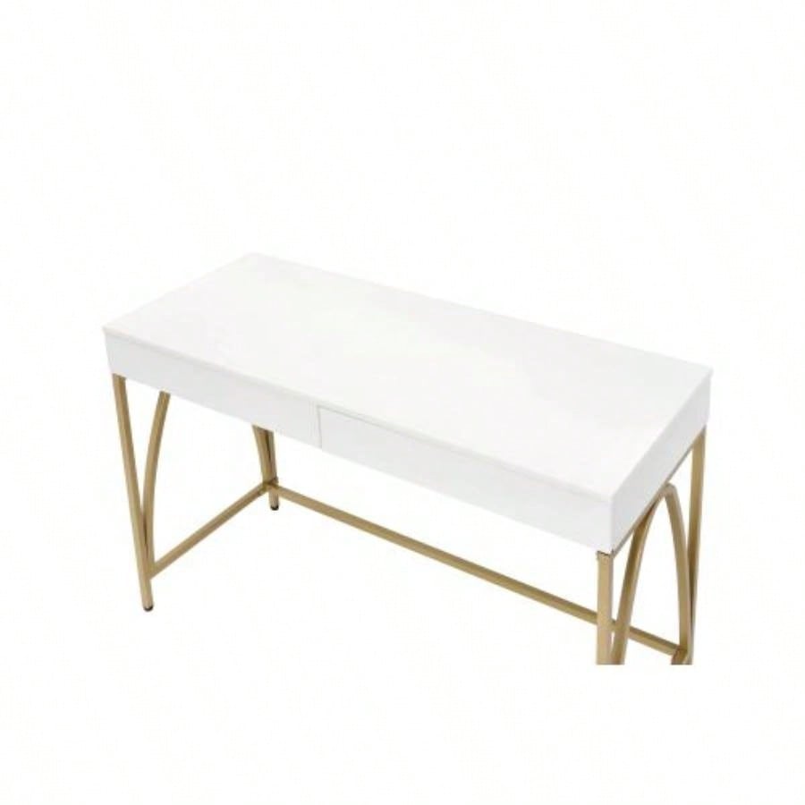Lightmane White High Gloss Gold Vanity Desk