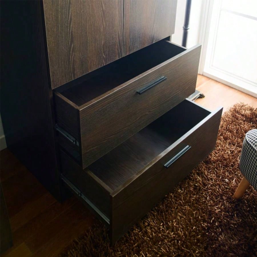 Brook Two - Door Wood Closet with Two Drawers and Hanging Bars in Dark Brown