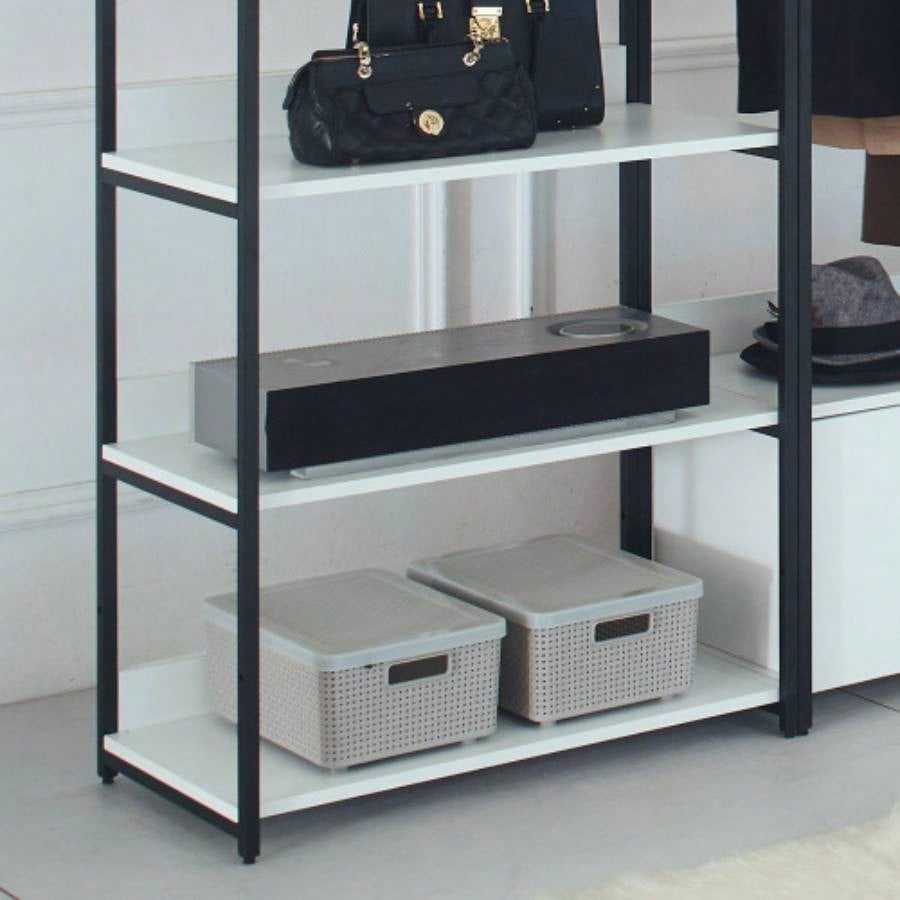 Fiona White Freestanding Walk in Wood Closet System with Metal Frame