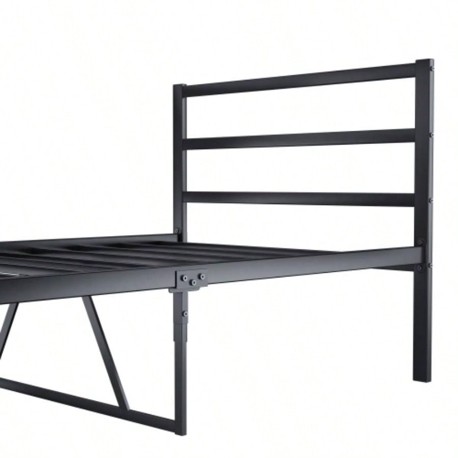 Metal Platform Bed frame with Headboard, Sturdy Metal Frame, No Box Spring NeededTwin