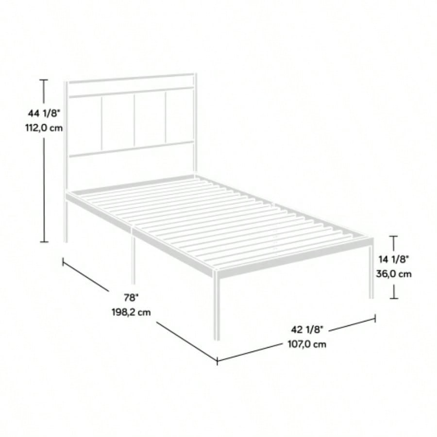 Twin Platform Bed With Headboard, Black
