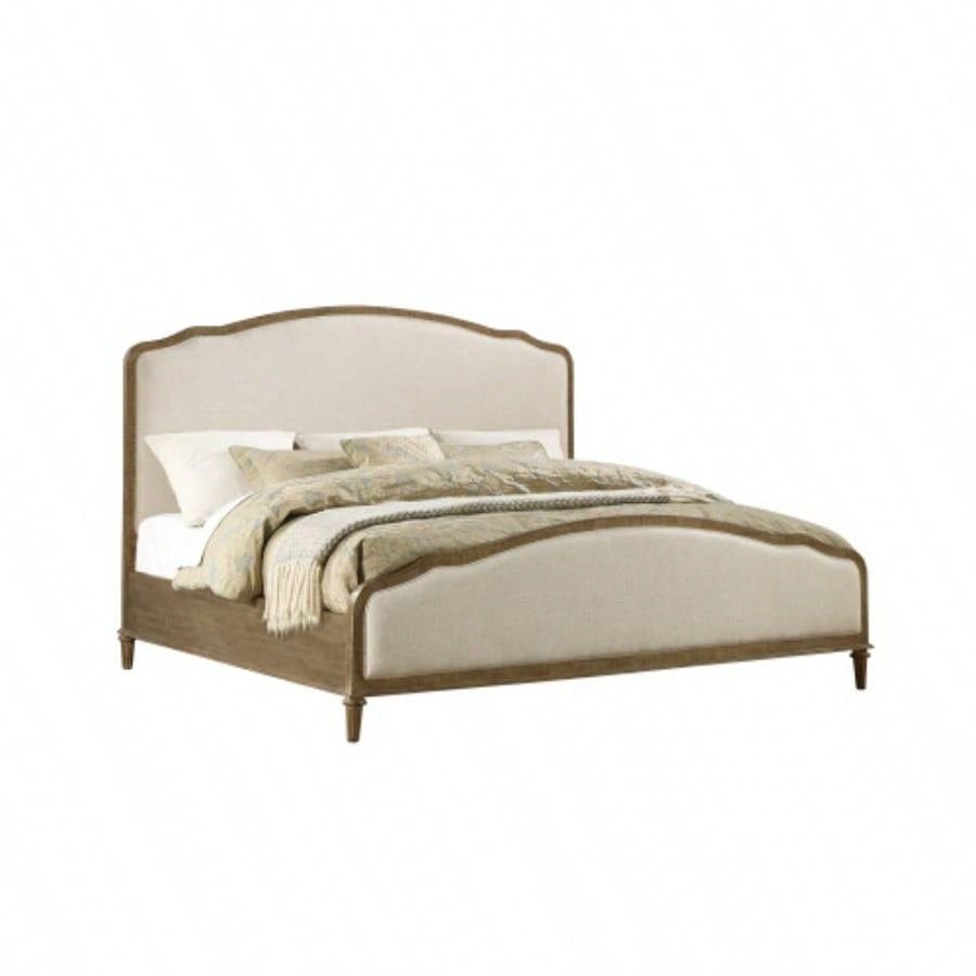 Brown King Upholstered Bed