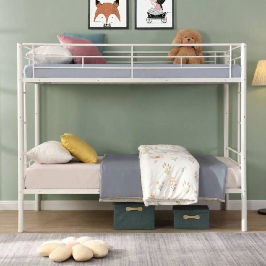 Twin Over Twin Metal Bunk Bed with trundle Black