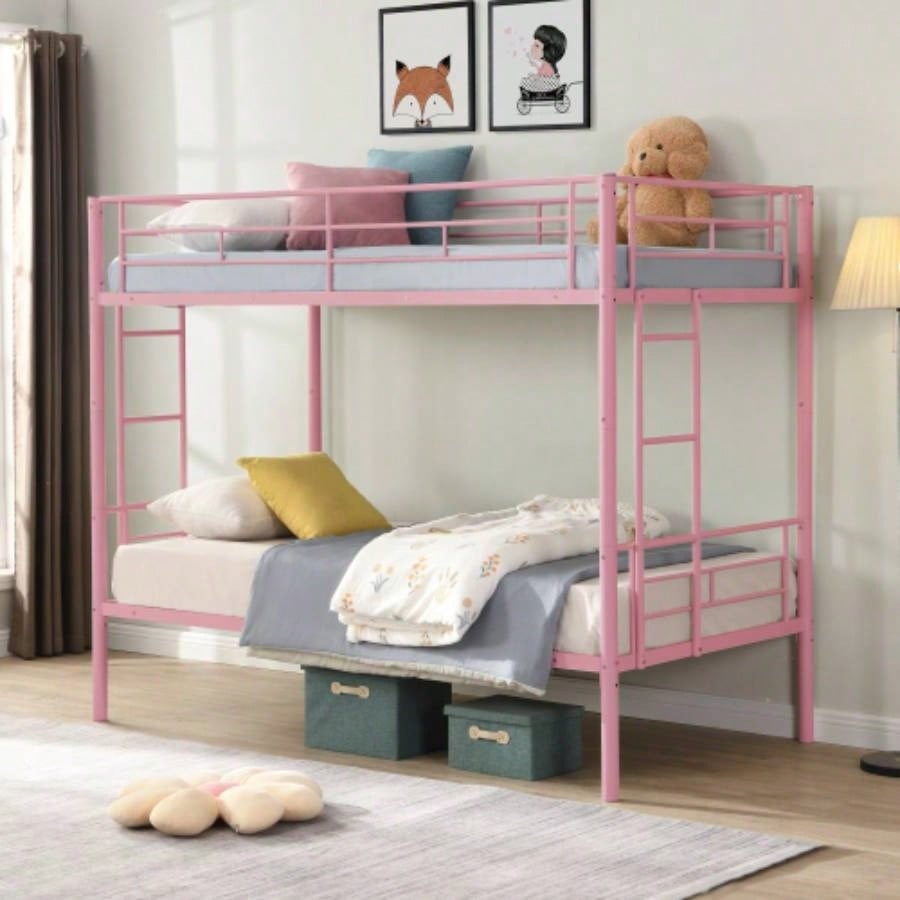 Twin Over Twin Metal Bunk Bed with trundle Black