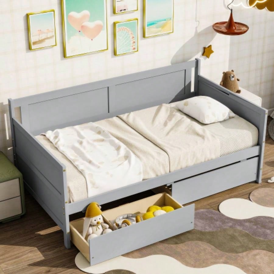 Twin Pine Wood Storage Daybed with Built-in Storage for Guest Rooms
