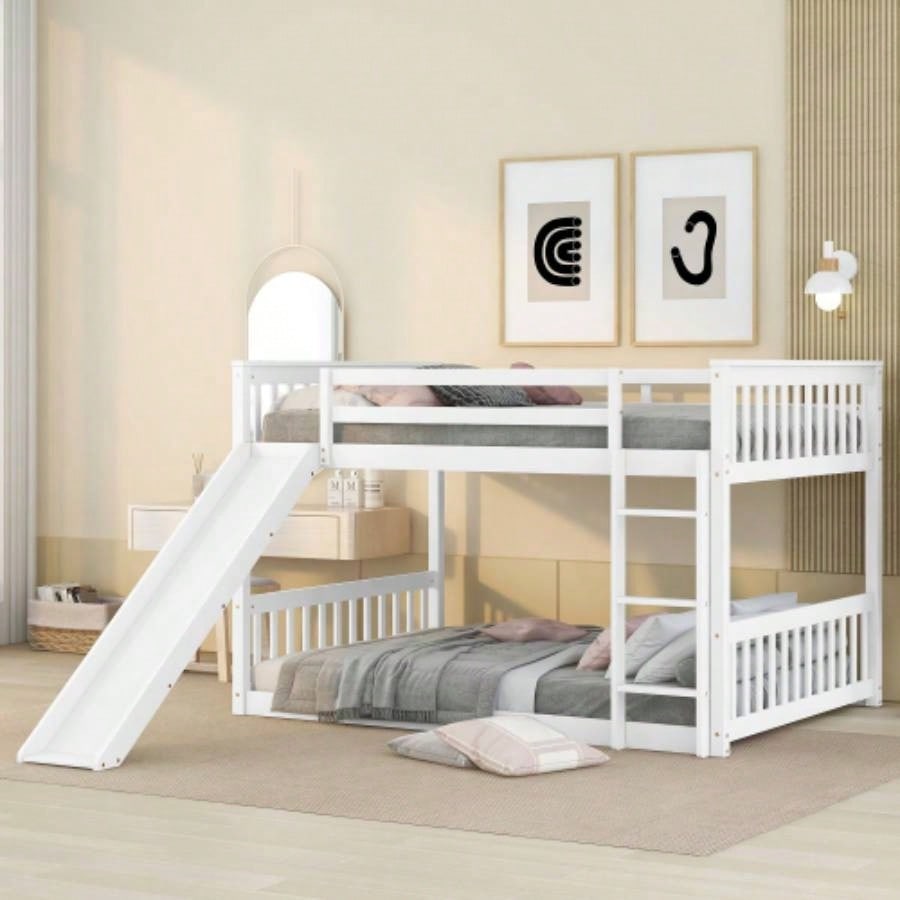 Full Over Full Bunk Beds with Slide - Space Saving Design