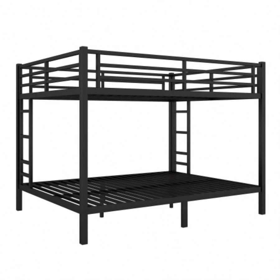 Metal over Bunk Bed Teens and Adults, Space - Saving/Noise Reduced/No Box Spring Needed, Black