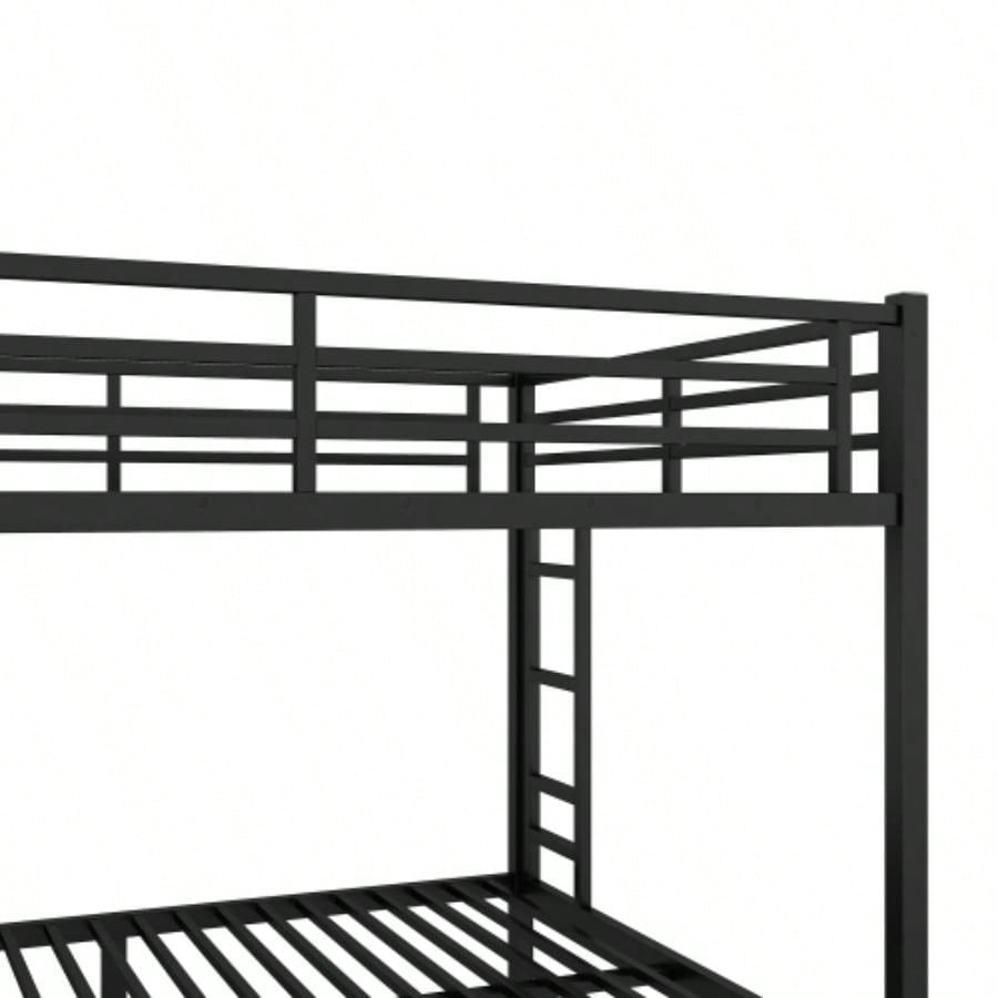 Metal over Bunk Bed Teens and Adults, Space - Saving/Noise Reduced/No Box Spring Needed, Black
