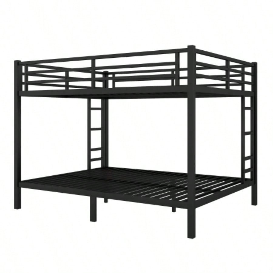 Metal over Bunk Bed Teens and Adults, Space - Saving/Noise Reduced/No Box Spring Needed, Black