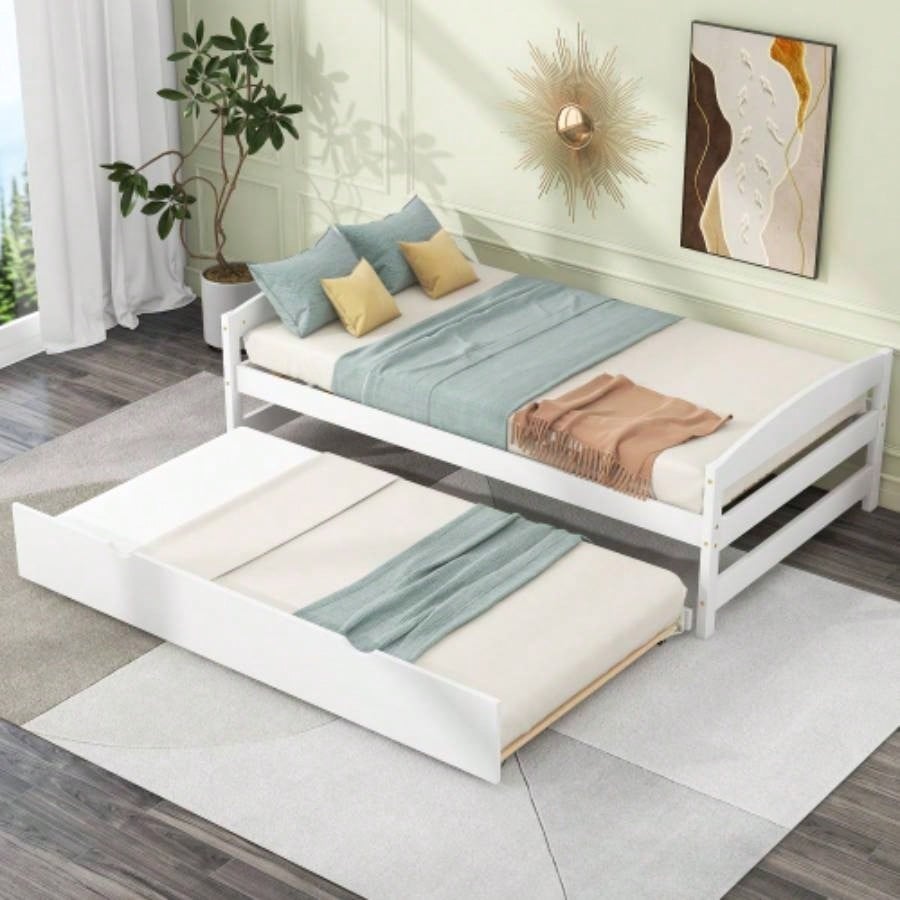 Twin size platform bed, with two drawers, gray