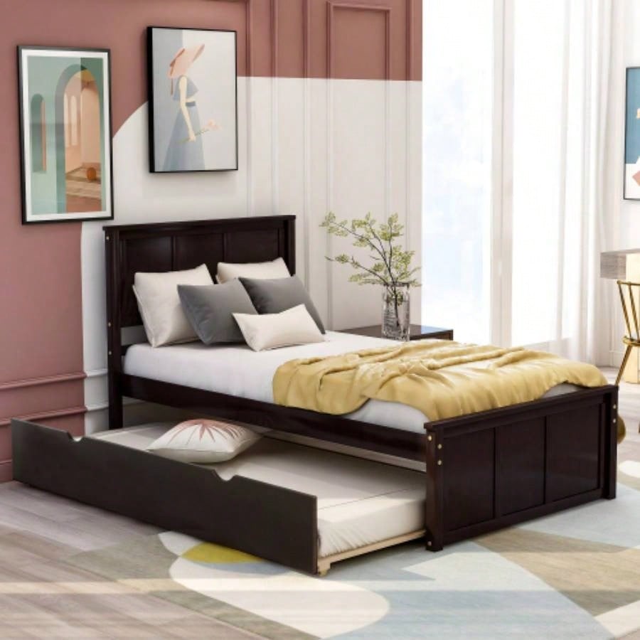 Platform Storage Bed, 2 drawers with wheels, Twin Size Frame, Gray New SKU: WF283062AAE