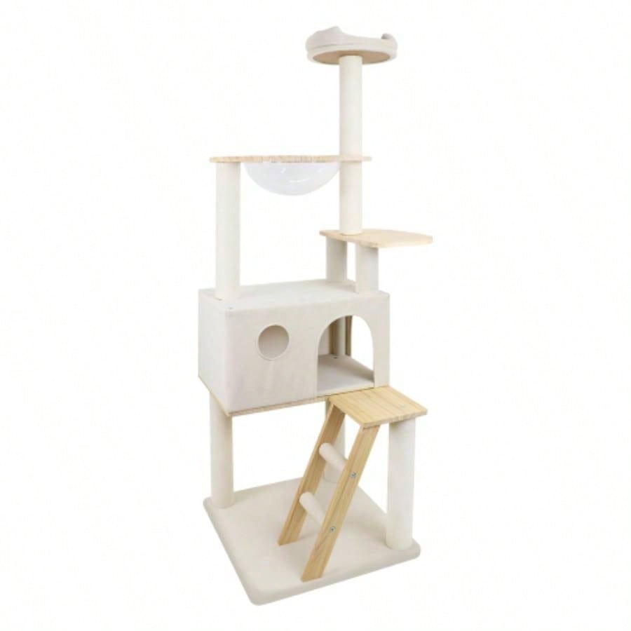 wood tree with large condo wood ladder and transparent spacecraft 165cm