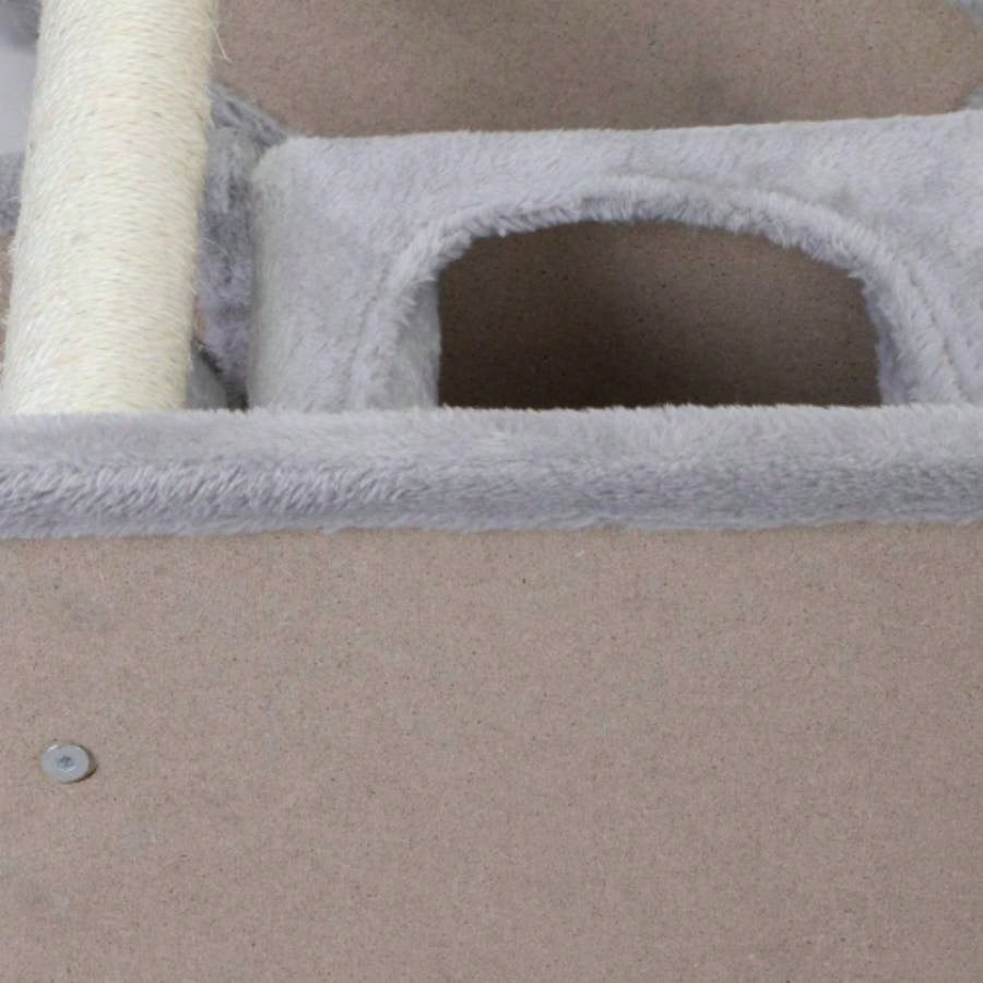 Double Level Tree Stand House Furniture Kittens Activity Tower Posts Pet House - light gray
