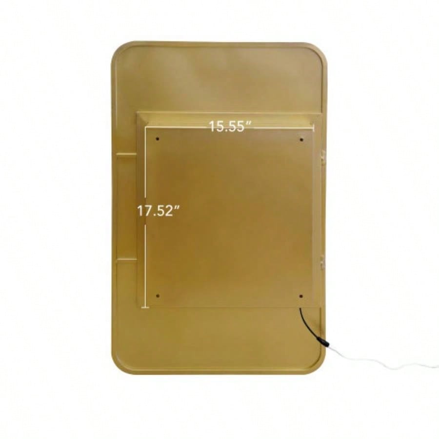 Rectangle Medicine Cabinet Mirror Bathroom Mirror with Storage Wall Mounted Medicine Mirror Cabinet with LDE, Golden