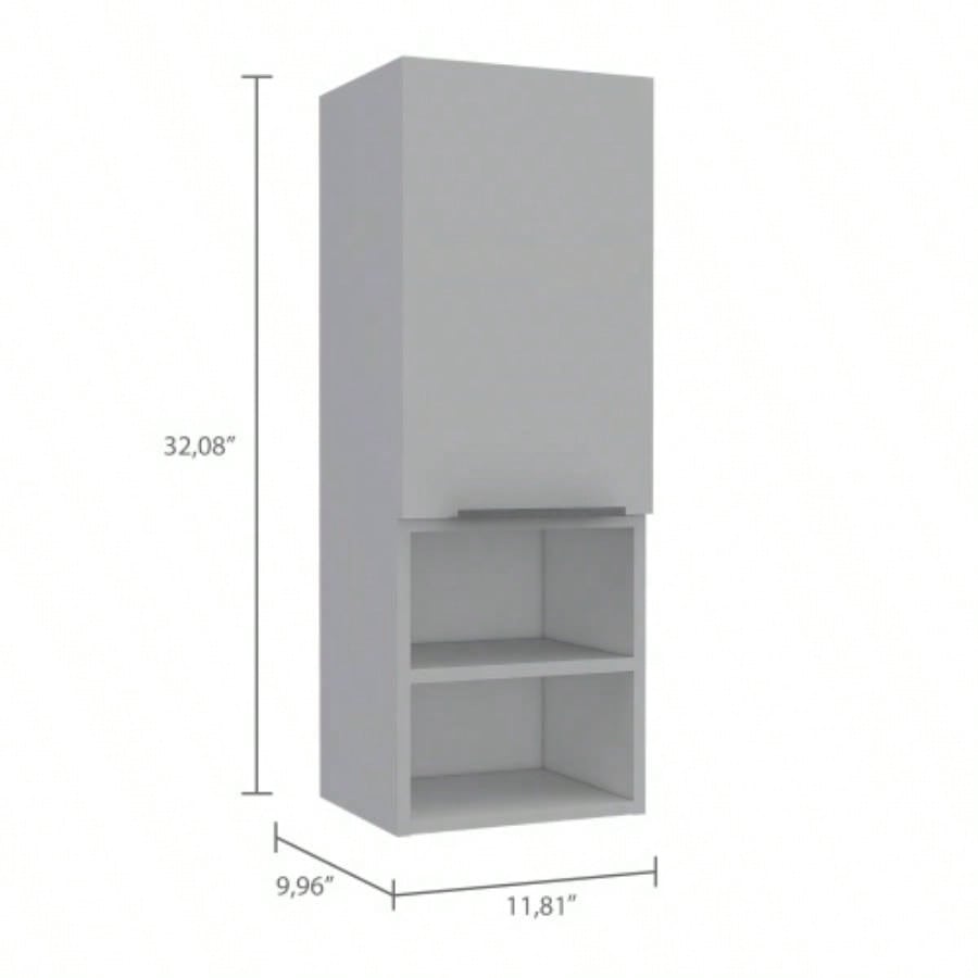 Mila Bathroom Cabinet, Two Internal Shelves, Two External Shelves, Single Door - White