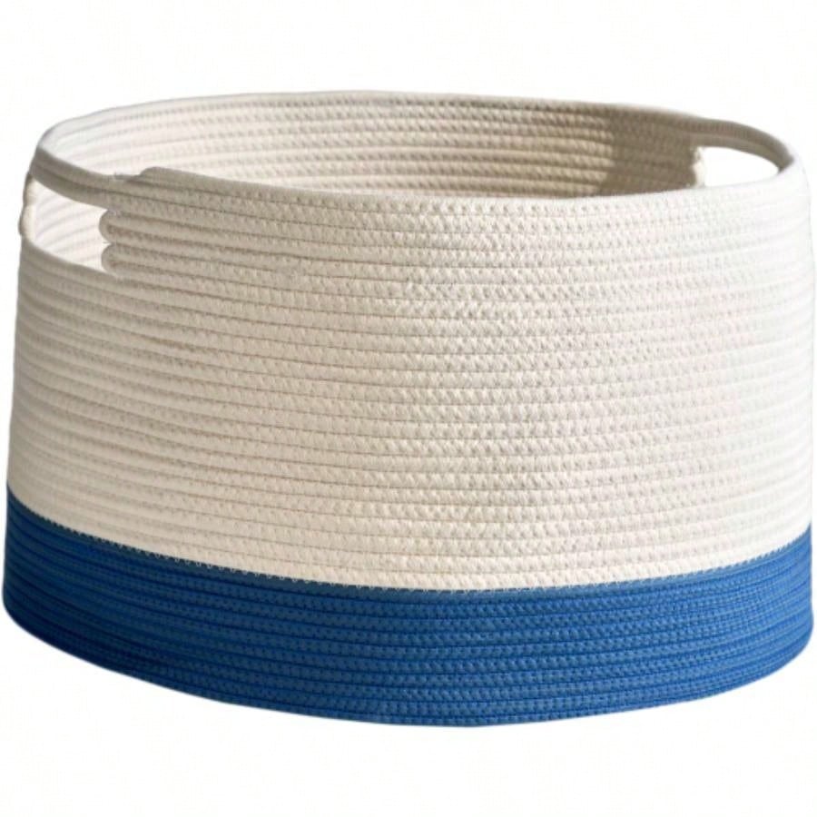 Lucius Round Resin Woven Wicker Basket with Handles - 13x 13x 10.2 - Black - Clothes, Towels, Toys, Magazines Storage and Home Decoration