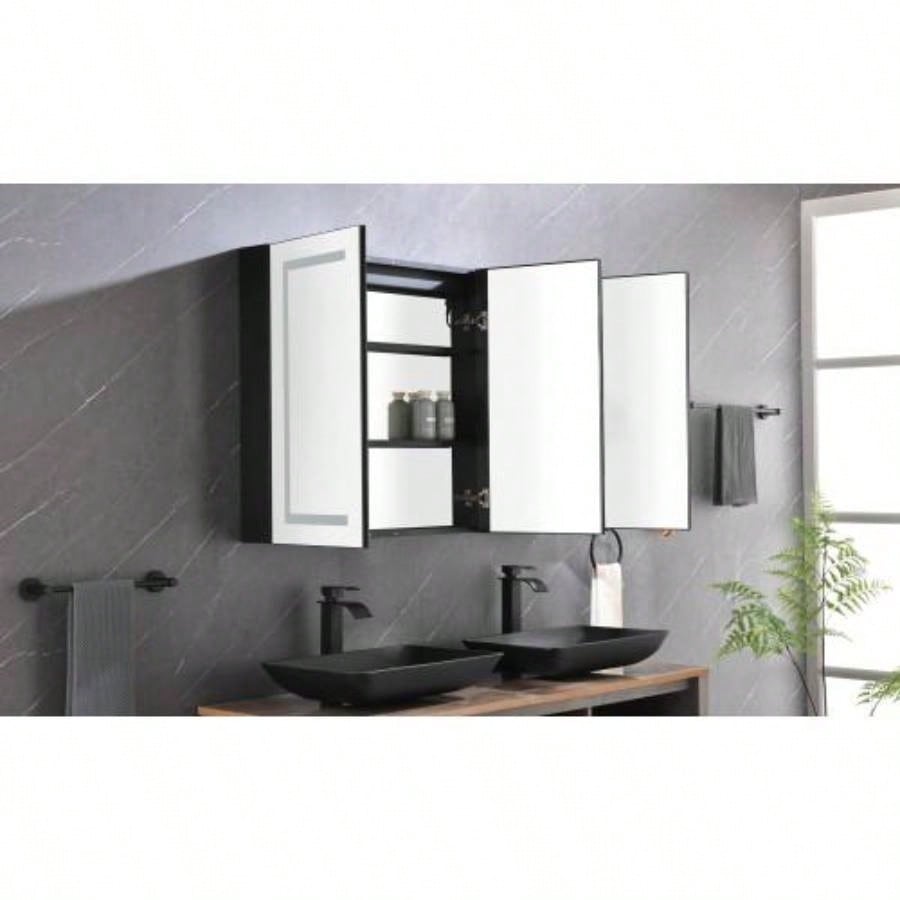 48X30 LED Mirror Medicine Cabinet with Lights, Dimmer, Defogger, Clock, Temp Display and USB
