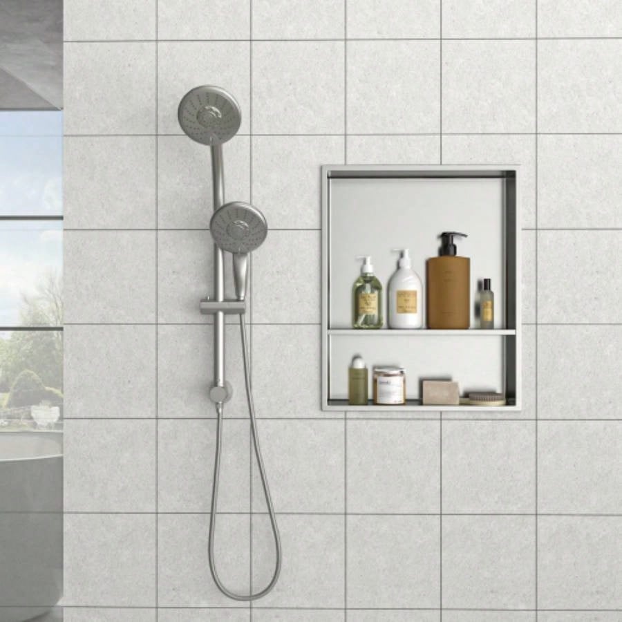 17x 15 Stainless Steel Shower Niche, Gunmetal Black