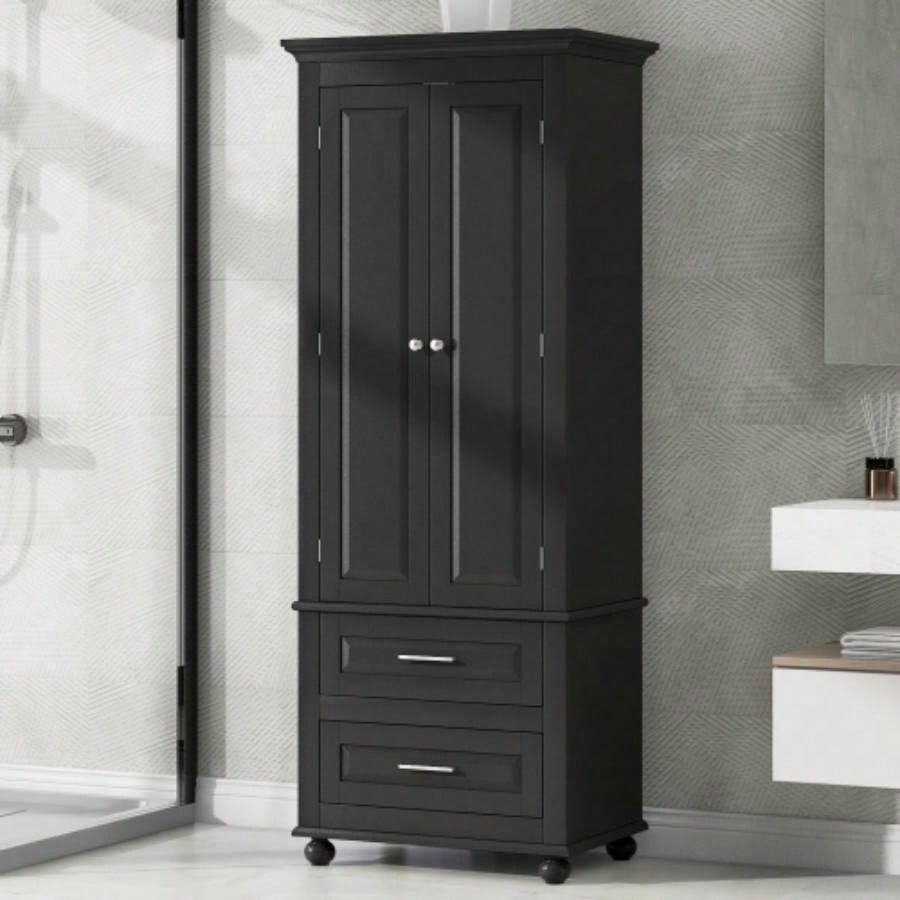 Tall Storage Cabinet with Two Drawers Bathroom/Office,