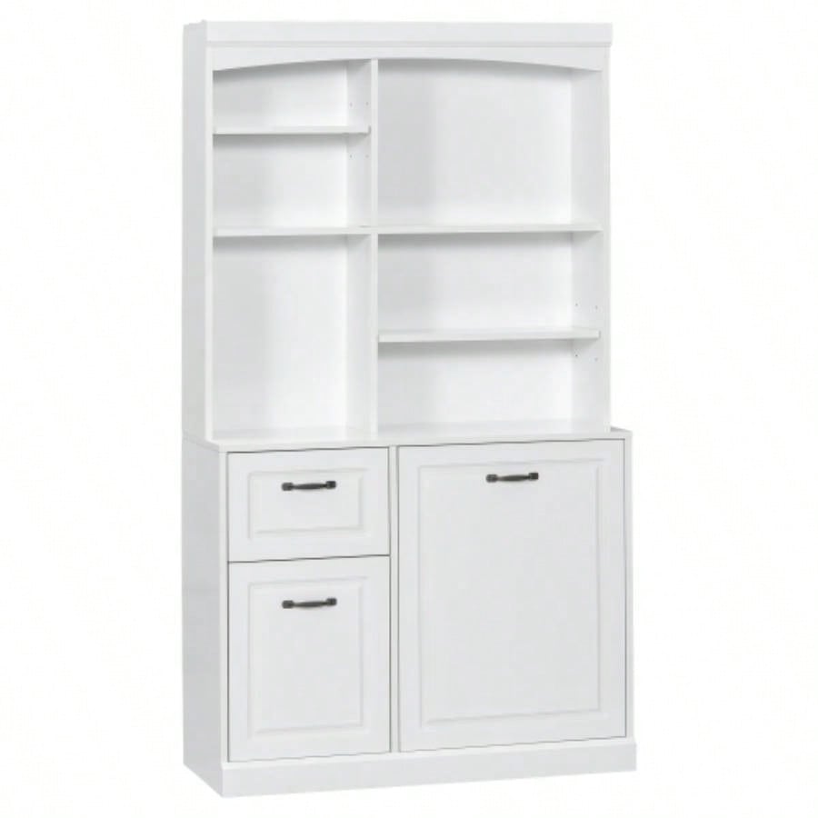 Bathroom Storage Cabinet with Tilt - Out Hamper, 70.9 Tall Standing Organizer with Drawers Adjustable Shelves, MDF Linen Tower with Steel Handles, White