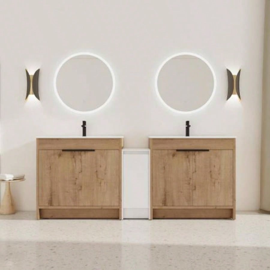 30 Freestanding Bathroom Vanity with White Ceramic Sink 2 Soft - Close Cabinet Doors KD - PACKING, BVB02430IMO - BL9075B