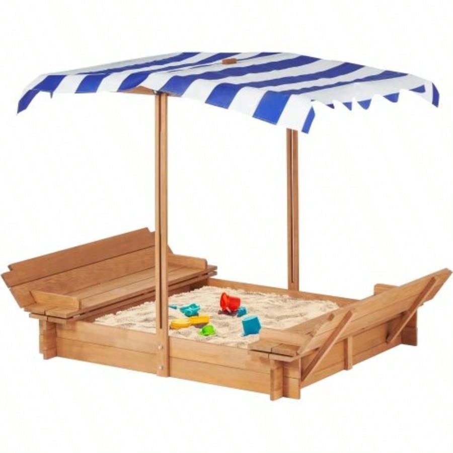 Wooden Kids Picnic Table, Sand and Table with, Activity Table Outdoor Backyard Patio