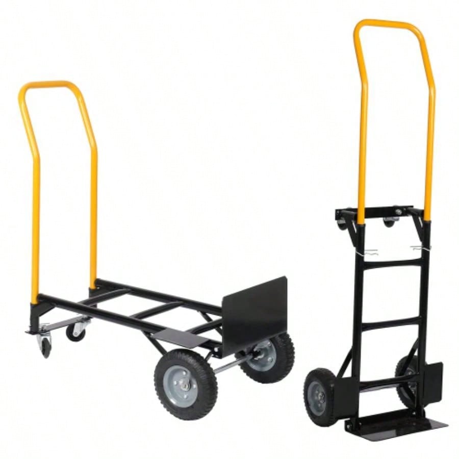 Heavy duty manual truck with double handles 330 lb steel trolley moving heavy platform truck with 10 rubber wheels moving/warehouse/garden/grocery
