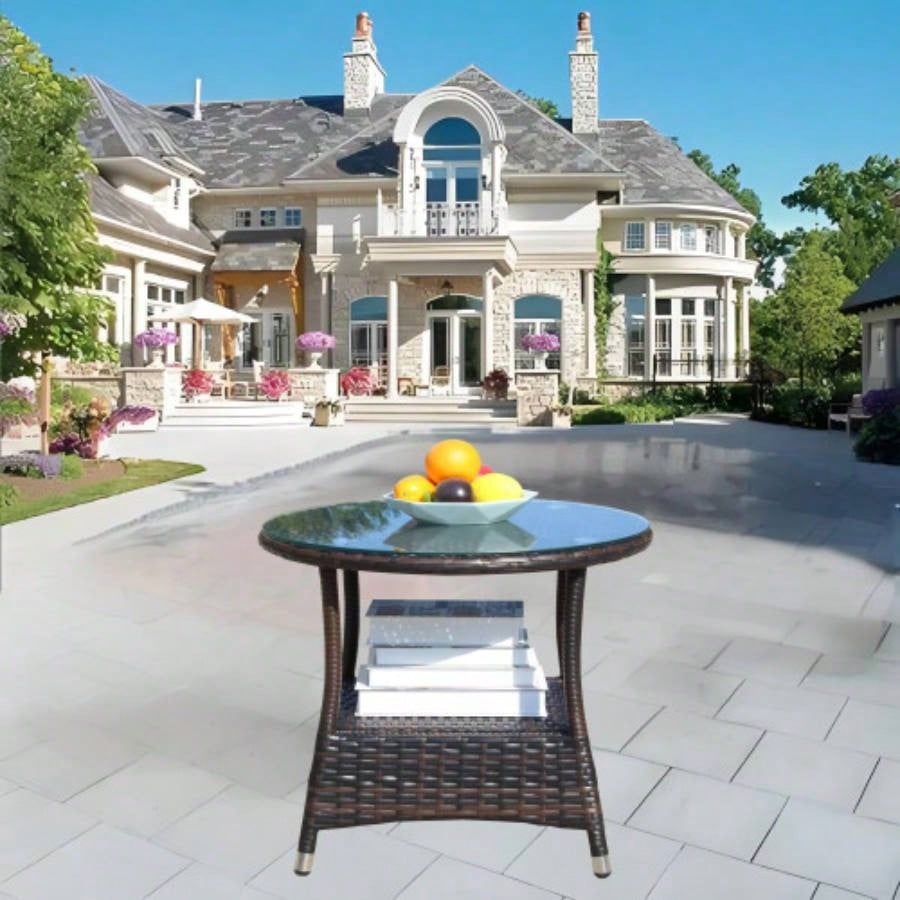 Tempered Glass Patio Coffee Table - Outdoor Use
