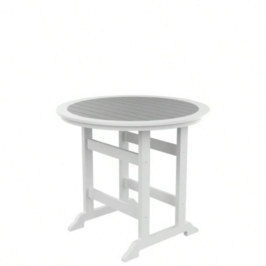 HDPE Bar Table, Dining Table, Patio Bar Set, Counter Height Table Outdoor White+ Gray