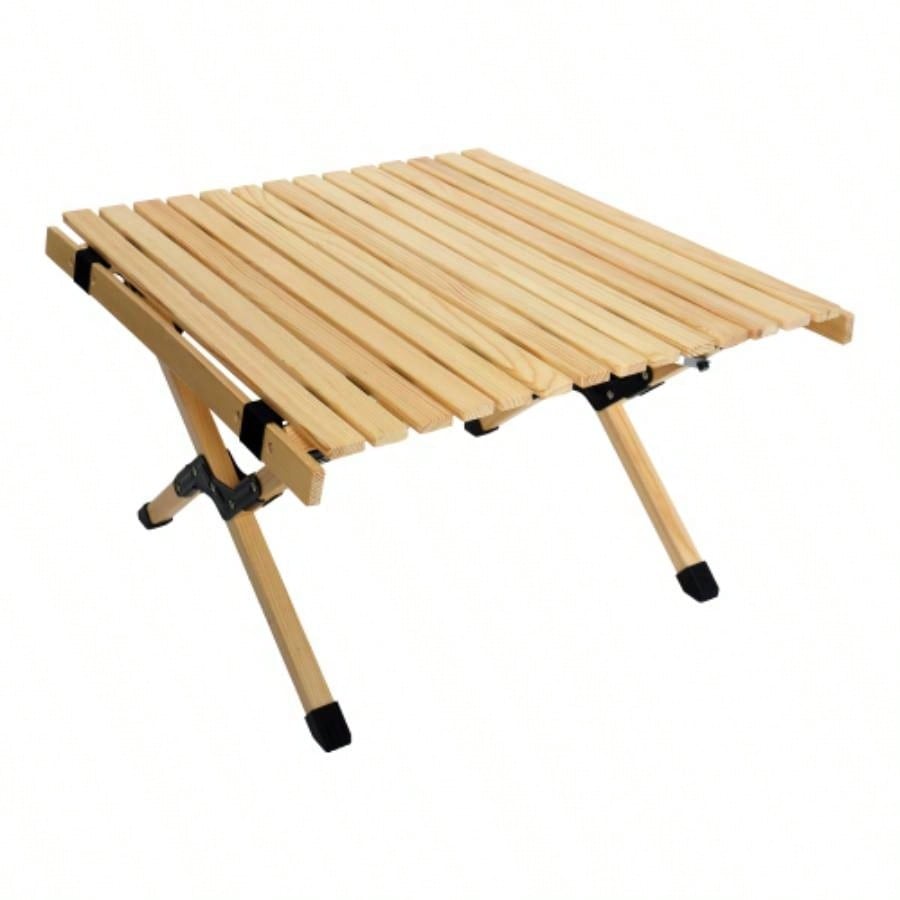 Portable Foldable Outdoor Picnic Table - Natural Beech Wood Camping Table with X - Frame Design - Small Sizes