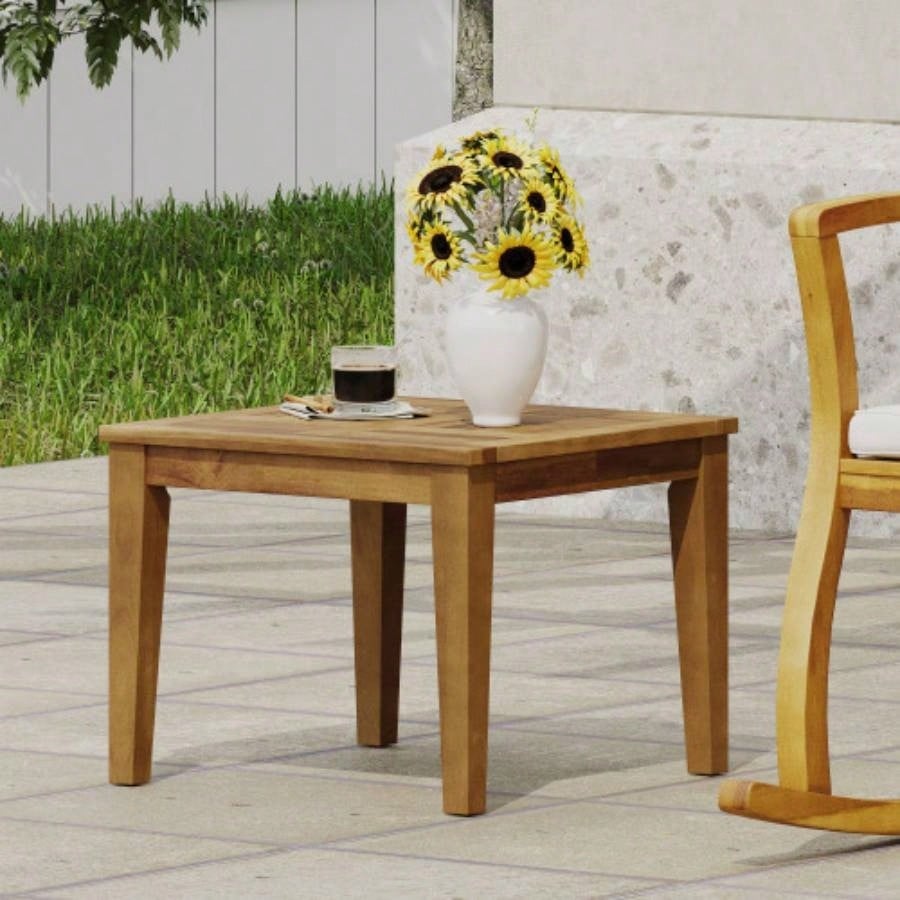 Acacia Wood Side Table - 20" x 20" Outdoor Coffee Table