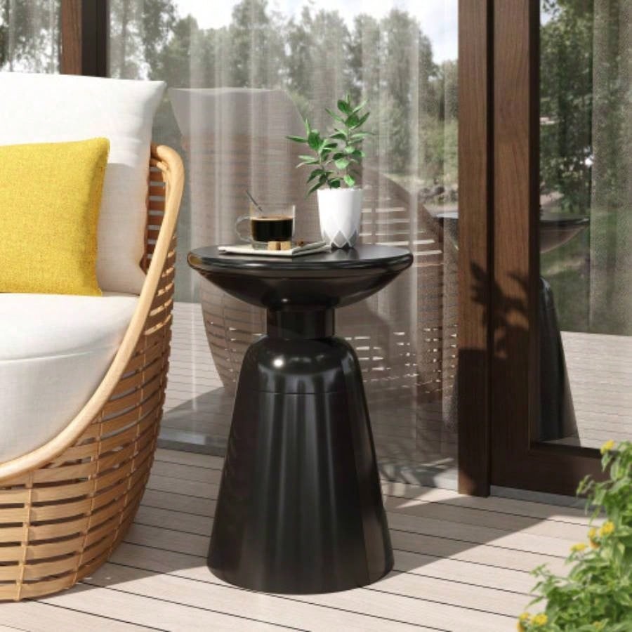 Large Outdoor Metal End Table - White Finish