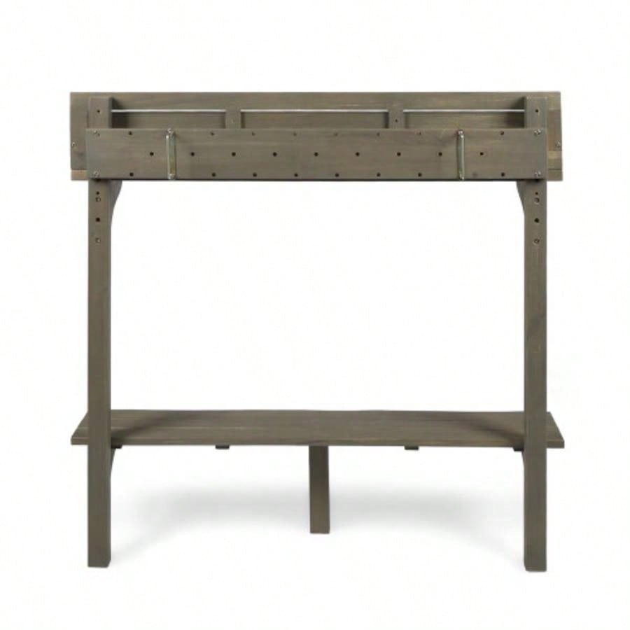 Outdoor Acacia Wood Balcony Bar Table, Gray