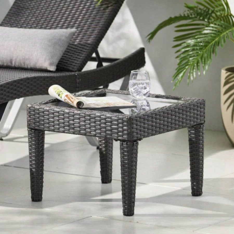 Outdoor Antibes Wicker Side Table, Accent Table,