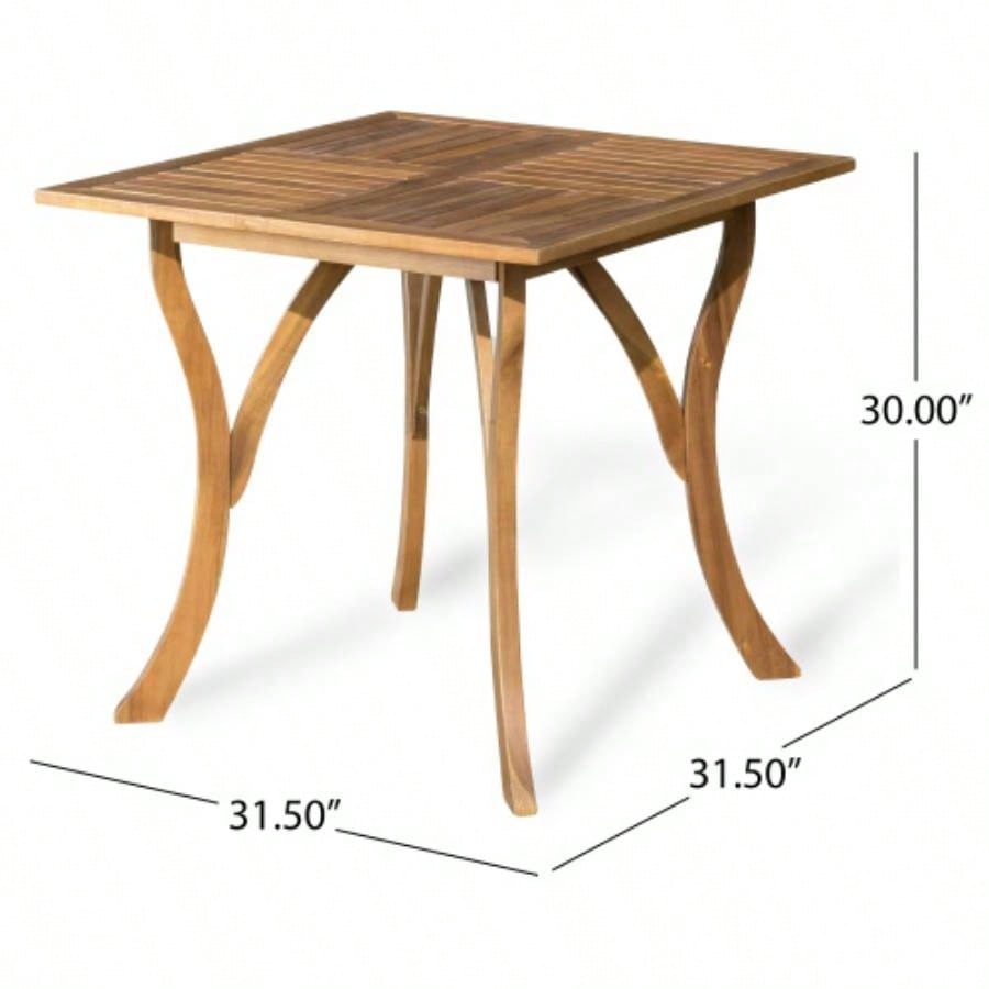 Outdoor Acacia Wood Square Dining Table - 31.50Lx 31.50x 30.00H - Natural brown