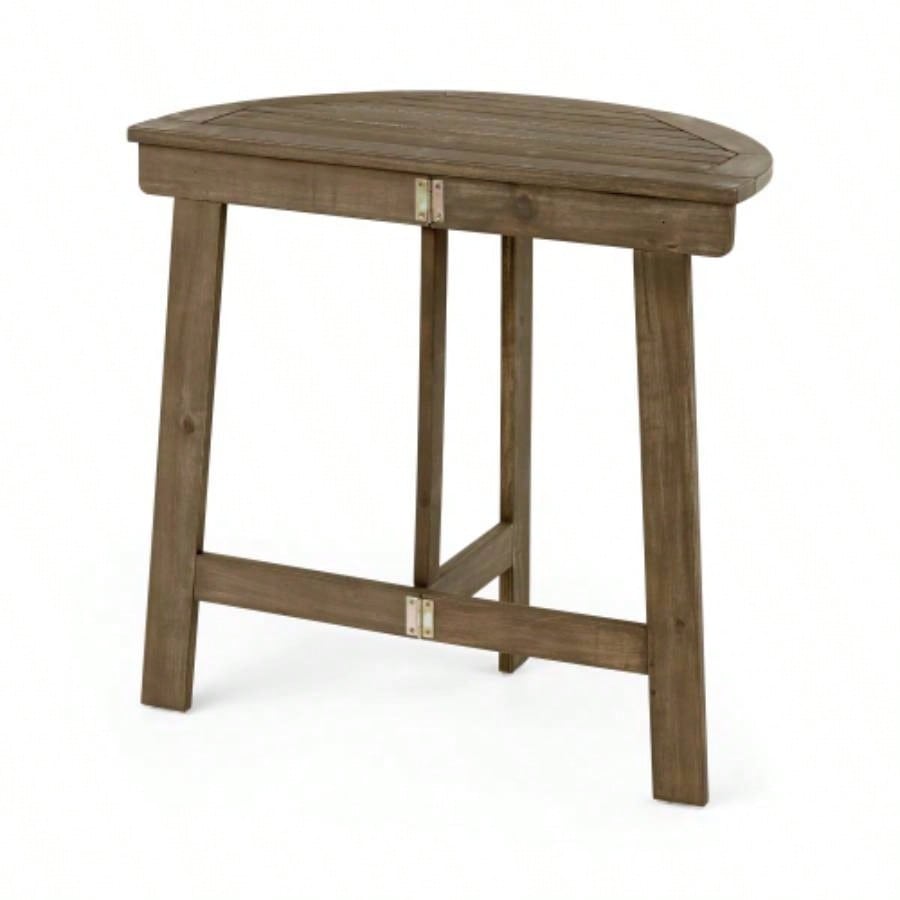 Outdoor Half - Round Folding Acacia Wood Bistro Table,